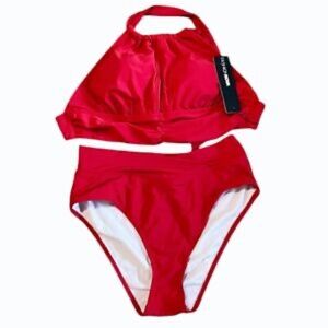 Fashion‎ Nova Womens Red 2 Piece Swimsuit